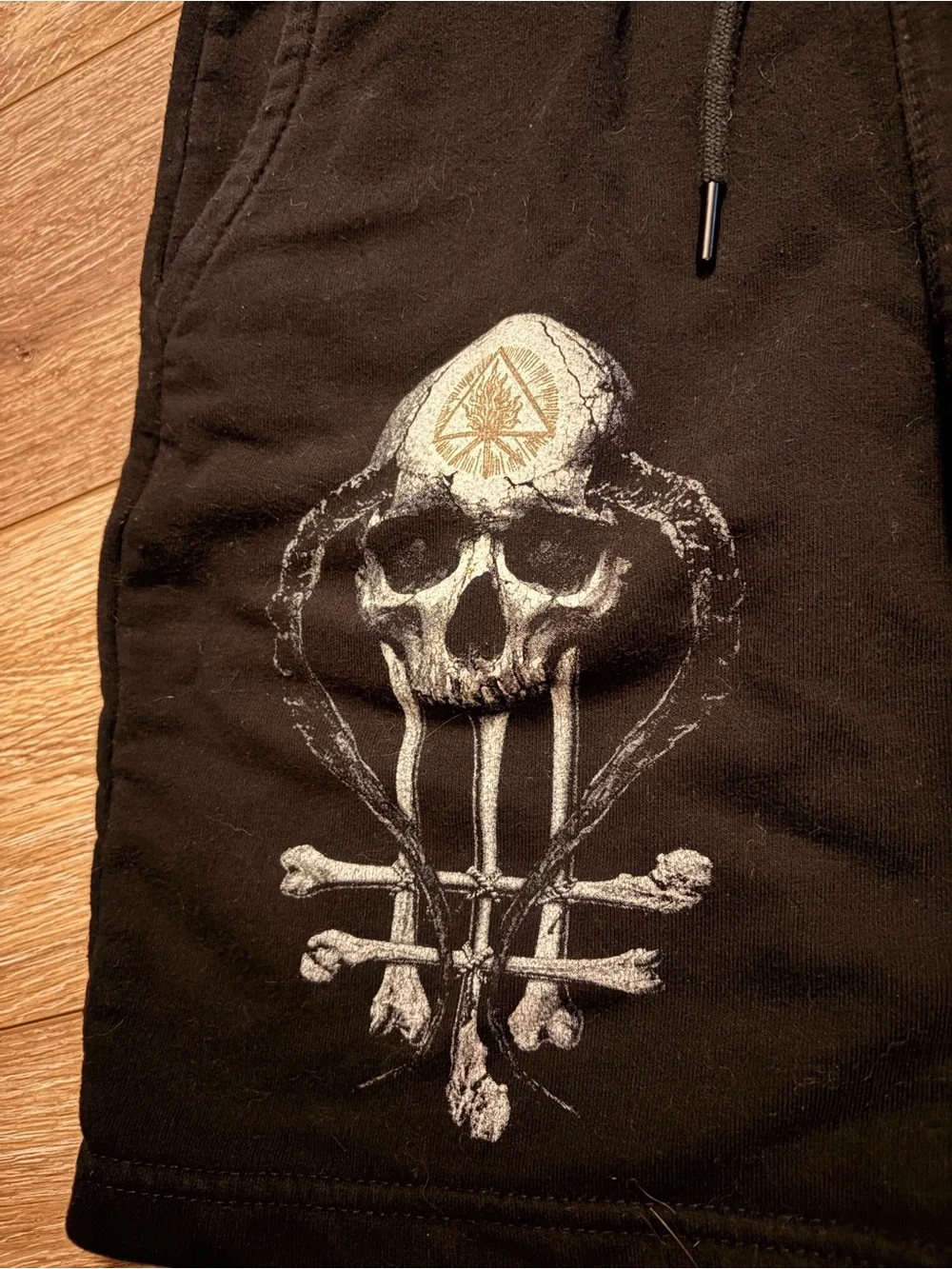Behemoth Black 100% Satanic Men's Sweat Shorts with Skull Graphic and logo